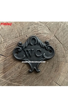 Dmr Vintage Pirinç Siyah Renk Wc Tabelası Wc Yön İşareti Tuvalet Yön Tabelası 10cm