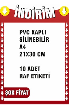 Silinebilir Pvc Kaplamalı A4 21x30 Cm Indirim Etiketi Raf Önü Etiketi 10 Adet Diğer Silinebilir Pvc Kaplamalı A4 21x30 Cm Indirim Etiketi Raf Önü Etiketi 10 Adet Diğer