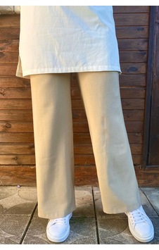 Rabia Şamlı Cappucino Bol Paça Pantolon Normal Rabia Şamlı Cappucino Bol Paça Pantolon Normal