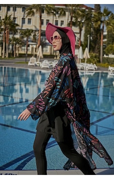 Remsa Neon Şifon Kimono Pareo Rms-rp013-26 Siyah Remsa Neon Şifon Kimono Pareo Rms-rp013-26 Siyah
