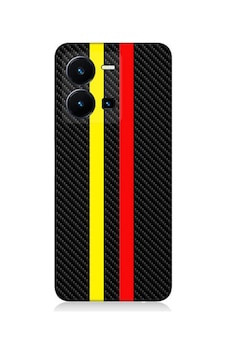 Vivo Y35 Uyumlu Silikon Kılıf Sarı Kırmızı Karbon Motif Vivo Y35 Uyumlu Silikon Kılıf Sarı Kırmızı Karbon Motif