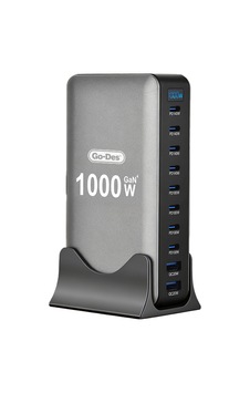 Go Des Gd-b961 Gan Teknolojili 10 Portlu Masaüstü Çoklu Şarj İstasyonu 1000w Gri
