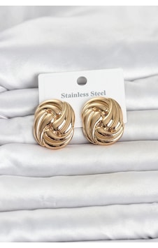 Mey İthalat 316l Çelik Gold Renk Motif Desen Model Kadın Küpe altın Mey İthalat 316l Çelik Gold Renk Motif Desen Model Kadın Küpe altın