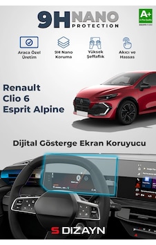 S-dizayn Renault Clio 6 Esprit Alpine 9h Nano Dijital Gösterge Ekran Koruyucu Parlak 2026 Üzeri A+