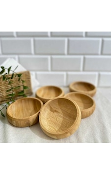 6'lı %100 Bambu Sosluk Çerezlik / Kahvaltılık Çok Amaçlı Bambu Kase Bambu