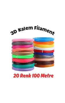 20 Renk 5 Metre 3d Kalem Pla Filament-100 Metre 20 Renk 5 Metre 3d Kalem Pla Filament-100 Metre
