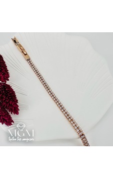 Rose Zirkon Taşlı Pirinç Bileklikler 16+2,5 Cm - Kbl0049 Çok Renkli