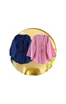 Unika Boutique Önü Bağlamalı Kimono Tunik Cift Renk Oversize Yeni Sezon Rahat Kalıp Önü Baglamalı Lacivert Pembe Unika Boutique Önü Bağlamalı Kimono Tunik Cift Renk Oversize Yeni Sezon Rahat Kalıp Önü Baglamalı Lacivert Pembe