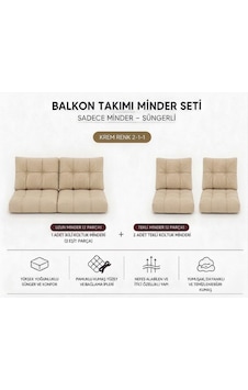 2-1-1 Fermuarlı Balkon Minderi-leke Tutmaz - İçidolu Minder Gri 2-1-1 Fermuarlı Balkon Minderi-leke Tutmaz - İçidolu Minder Gri