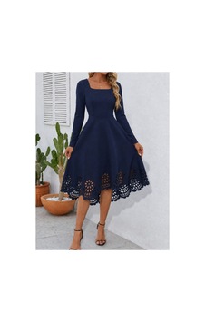Butik İstanbul Kadın Uzun Kollu Kare Yakalı Etek Ucu Lazer Çiçek Kesim Detaylı Midi Ithal Krep Elbise Lacivert Butik İstanbul Kadın Uzun Kollu Kare Yakalı Etek Ucu Lazer Çiçek Kesim Detaylı Midi Ithal Krep Elbise Lacivert
