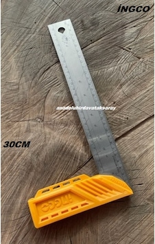 İngco Pro 300mm Çelik Gönye Açılı Gönye 30cm Çelik Açılı Cetvel Paslanmaz