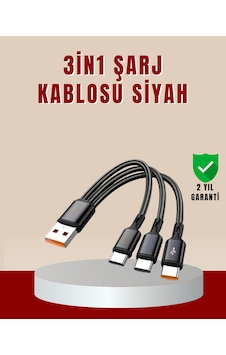 3 Ü 1 Arada Hızlı Şarj Kablosu iOS Android Type-c Uyumlu 3 Ü 1 Arada Hızlı Şarj Kablosu iOS Android Type-c Uyumlu