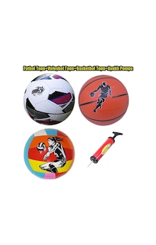 Liggo Çocuk Futbol Voleybol Basketbol Topu Seti + Pompa