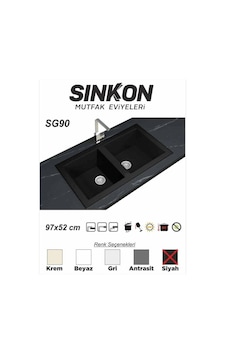 Sinkon Siyah Granit Eviye 97 x 52 / Çift Gözlü - Sg90 - Sinkon Sinkon Siyah Granit Eviye 97 x 52 / Çift Gözlü - Sg90 - Sinkon