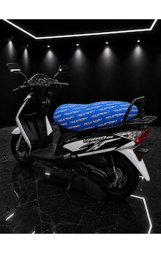 Kupon Mavı Desenli Motorsiklet Sele Kılıfı 1.kalite Likrali Penye Yıkanabilir