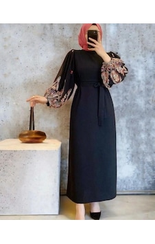 Lovie Moda Kadın Kolu Renkli Elbise Siyah Lovie Moda Kadın Kolu Renkli Elbise Siyah