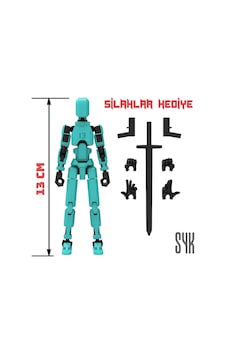 Robot 13 Dummy Turkuaz Siyah Tüm Eklemleri Hareketli Aksiyon Figürü Oyuncak
