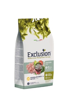 Exclusion Mediterraneo Monoprotein Tavuklu Tahıllı Orta ve Büyük Irk Yaşlı Köpek Maması 3 KG