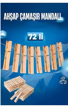 Ahşap Çamaşır Mandalı 72 Adet 721654 40 x 19