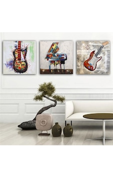 Kanvas Tablo Piyano Gitar 3 Parça Set 62 Kanvas Tablo Piyano Gitar 3 Parça Set 62