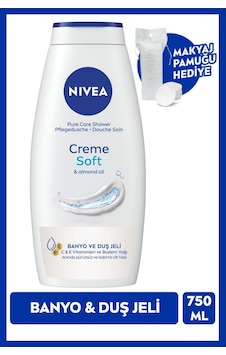 Nivea Creme Soft Banyo Duş Jeli 750 ML + Makyaj Pamuğu Nivea Creme Soft Banyo Duş Jeli 750 ML + Makyaj Pamuğu