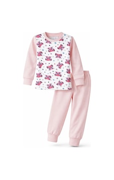 Kız Çocuk Pamuklu Desenli Pijama Takımı 6068-05 Pudra Pudra Kız Çocuk Pamuklu Desenli Pijama Takımı 6068-05 Pudra Pudra