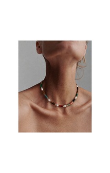 Pearl Collection Gaia Doğal Taşlı İnci Detaylı Renkli Choker Kolye Turkuaz Turkuaz Pearl Collection Gaia Doğal Taşlı İnci Detaylı Renkli Choker Kolye Turkuaz Turkuaz