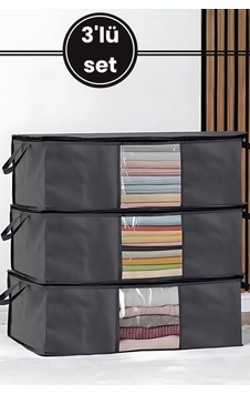3 Lü Baza Hurcu Seti Antrasit, Yatak Kanepe Altı Yastık Kıyafet Çamaşır Düzenleyici 64x45cm 3 Adet 3 Lü Baza Hurcu Seti Antrasit, Yatak Kanepe Altı Yastık Kıyafet Çamaşır Düzenleyici 64x45cm 3 Adet