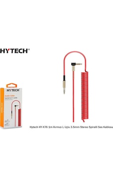 Hytech Hy-X76 1M Kırmızı L Uçlu 3.5Mm Stereo Spiralli Ses Kablosu