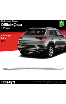 S-Dizayn Volkswagen T-roc Uyumlu Krom Difüzör Çıtası Orta Parça 2019 Üzeri Parça
