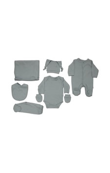 Unisex Mavi Tulumlu Battaniyeli 7 Parça Hastane Çıkış Seti Çok Renkli Unisex Mavi Tulumlu Battaniyeli 7 Parça Hastane Çıkış Seti Çok Renkli