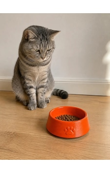 Pati Desen Model Beton Kedi Köpek Mama Ve Su Kabı 13 Cm Çap X 4 Cm - Turuncu Pati Desen Model Beton Kedi Köpek Mama Ve Su Kabı 13 Cm Çap X 4 Cm - Turuncu