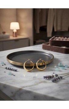 Minimalist Tasarım Gold Renk Halka Küpe Altın 26240219 Minimalist Tasarım Gold Renk Halka Küpe Altın 26240219