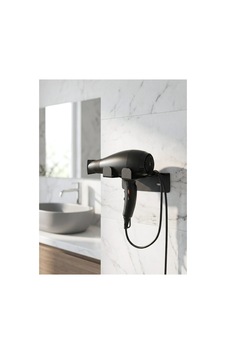 Modern Paslanmaz Saç Kurutma Makinesi Askı Aparatı - Lazer Kesim Kablo Askılı Banyo Organizeri Siyah Modern Paslanmaz Saç Kurutma Makinesi Askı Aparatı - Lazer Kesim Kablo Askılı Banyo Organizeri Siyah