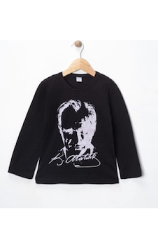 Özdemirli Bebe Unisex Bisiklet Yaka Ataturk Baskılı Uzun Kol T-shirt SIYAH Özdemirli Bebe Unisex Bisiklet Yaka Ataturk Baskılı Uzun Kol T-shirt SIYAH