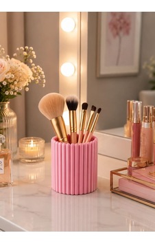 Lexroo Pembe Çizgili Makyaj Fırçalık Kozmetik Organizer Ve Masa Lexroo Pembe Çizgili Makyaj Fırçalık Kozmetik Organizer Ve Masa