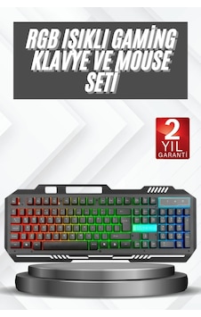 Işıklı Q Klavye Mouse Seti Siyah Klavye