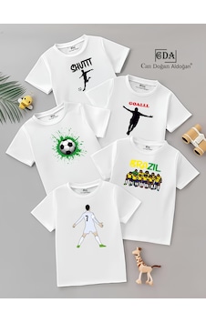 Cda Futbol Çeşit 5li Çocuk Tshirt Beyaz