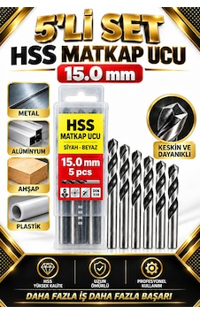 15 Mm Hss Matkap Ucu 5li Set Metal Alüminyum Ahşap Plastik Delme 15 Mm Hss Matkap Ucu 5li Set Metal Alüminyum Ahşap Plastik Delme
