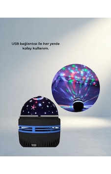 Döner Galaxy Işık Şovu Usb Li Projektör Lamba 10x7 Cm