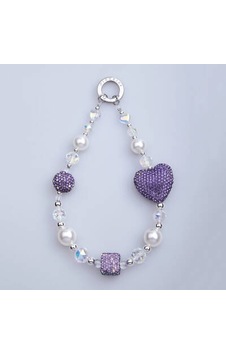 Lexroo Parlayan Taş Tasarımlı 30mm Dot Drill Heart Telefon Bilek Askı İpi - Mor Lexroo Parlayan Taş Tasarımlı 30mm Dot Drill Heart Telefon Bilek Askı İpi - Mor