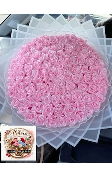 Solmayan Gül Buketi Toz Pembe 100 Adet Açık Pembe Solmayan Gül Buketi Toz Pembe 100 Adet Açık Pembe