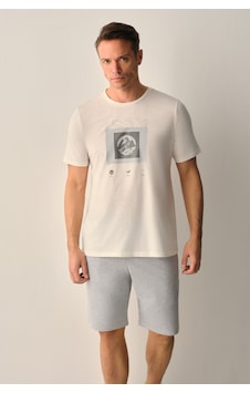 Suwen Mountain Erkek Şort Pijama Takımı Sh26709663051 Gri Melanj Suwen Mountain Erkek Şort Pijama Takımı Sh26709663051 Gri Melanj