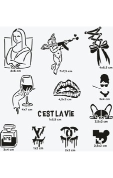 One Spray Tattoo City Pack - Paris Stencil Set 7 Designs Diğer One Spray Tattoo City Pack - Paris Stencil Set 7 Designs Diğer