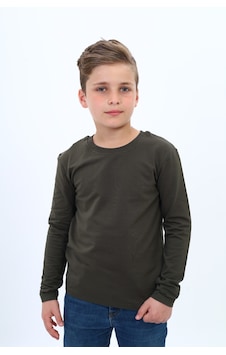 Toontoy Kids Toontoy Erkek Çocuk Bisiklet Yaka Uzun Kollu Basic Tişört Haki Toontoy Kids Toontoy Erkek Çocuk Bisiklet Yaka Uzun Kollu Basic Tişört Haki