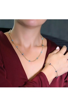 14 Ayar Altın Doç Zincirli Gözlü Set