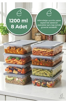 8 Adet 1200 Ml Saklama Kabı Seti Kapaklı Plastik Buzdolabı Düzenleyici Mikrodalga Uyum Şeffaf 8 Adet 1200 Ml Saklama Kabı Seti Kapaklı Plastik Buzdolabı Düzenleyici Mikrodalga Uyum Şeffaf
