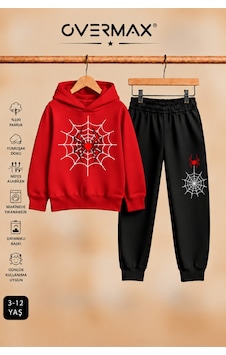 Overmax Örümcek Ağ Baskılı Kapüşonlu Sweatshirt & Eşofman Altı Takım 3-12 Yaş Kırmızı Üst-siyah Alt - 921046944 Kırmızı Üst-siyah Alt