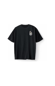 Bumeta Sevimli Pug Köpek Baskılı Oversize Unisex Tişört T-shirt Siyah Bumeta Sevimli Pug Köpek Baskılı Oversize Unisex Tişört T-shirt Siyah