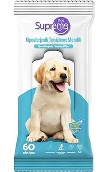 Supreme Kokusuz Hipoalerjenik Köpek Temizleme Mendili 60 Adet Supreme Kokusuz Hipoalerjenik Köpek Temizleme Mendili 60 Adet